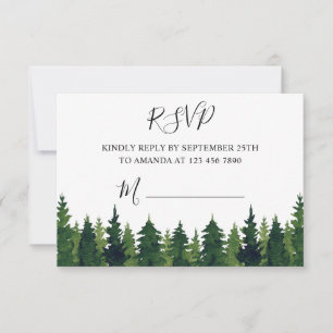 Aquarelle RSVP Arbres verts