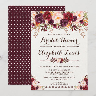 Aquarelle Rustic Boho Invitation à la douche nupti