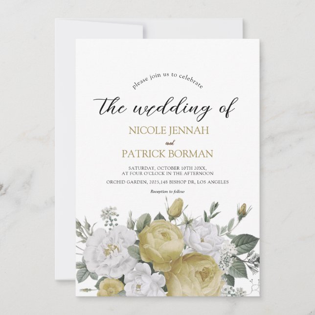 aquarelle rustique faire-part de mariage floral (Devant)