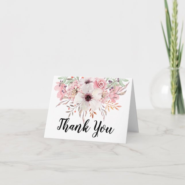 Aquarelle Rustique Floral Country Carte de remerci (Devant)