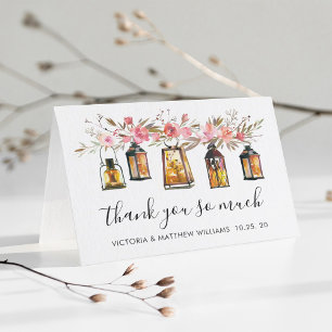 Aquarelle rustique Floral Lanterne Mariage Merci