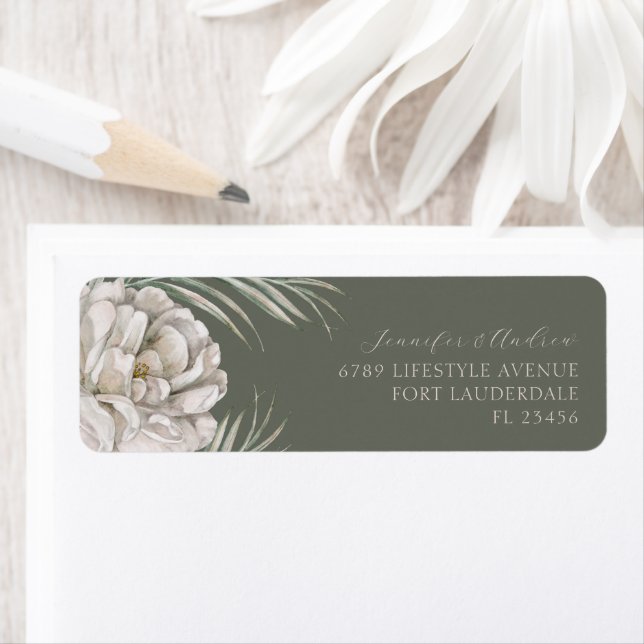 Aquarelle rustique Floral Vert Adresse de retour (En situation)