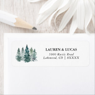 Aquarelle Rustique Green Pine Forest Mariage
