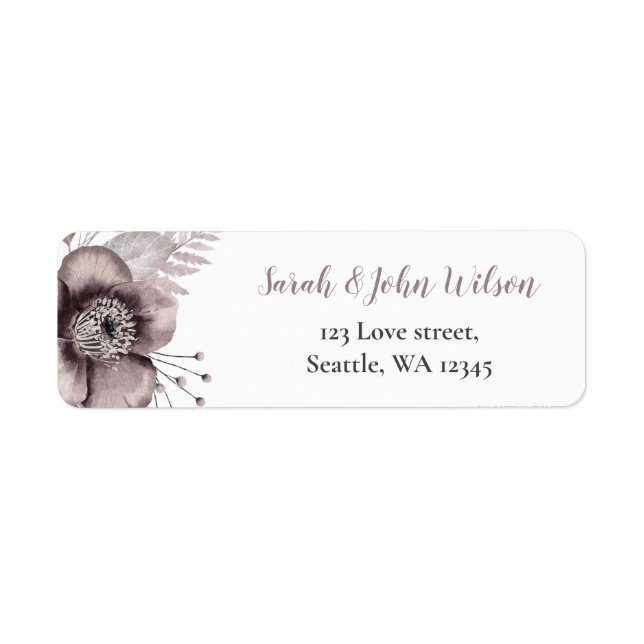 Aquarelle rustique Mauve Floral Mariage (Devant)