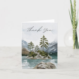 Aquarelle Rustique Mountain Lake Carte de remercie