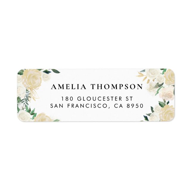 Aquarelle rustique Pale Peonies avec Accents Or (Devant)