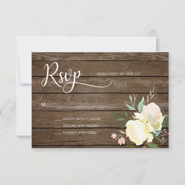 Aquarelle Rustique rose Beige Floral Mariage RSVP (Devant)