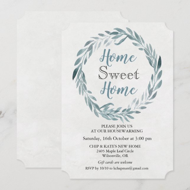 Aquarelle rustique Wreath Invitation au réchauffem (Devant / Derrière)