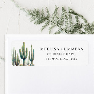 Aquarelle Saguaro Cactus Adresse de retour Label