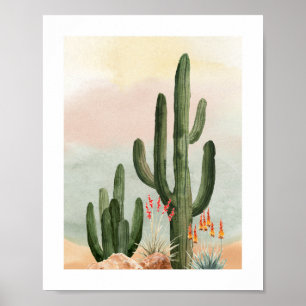 Aquarelle Saguaro Cactus Poster