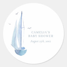 Aquarelle Sailboat Baby Shower Ahoy Boy's