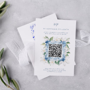 Aquarelle Santorin Grèce QR Code Mariage RSVP