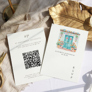 Aquarelle Sayulita Mexique Code QR RSVP Mariage