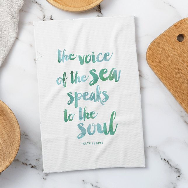 Aquarelle Sea Quote Serviette de cuisine (Créateur téléchargé)