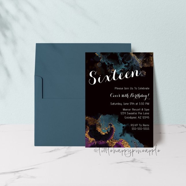 Aquarelle Seize Anniversaire Invitation (Créateur téléchargé)