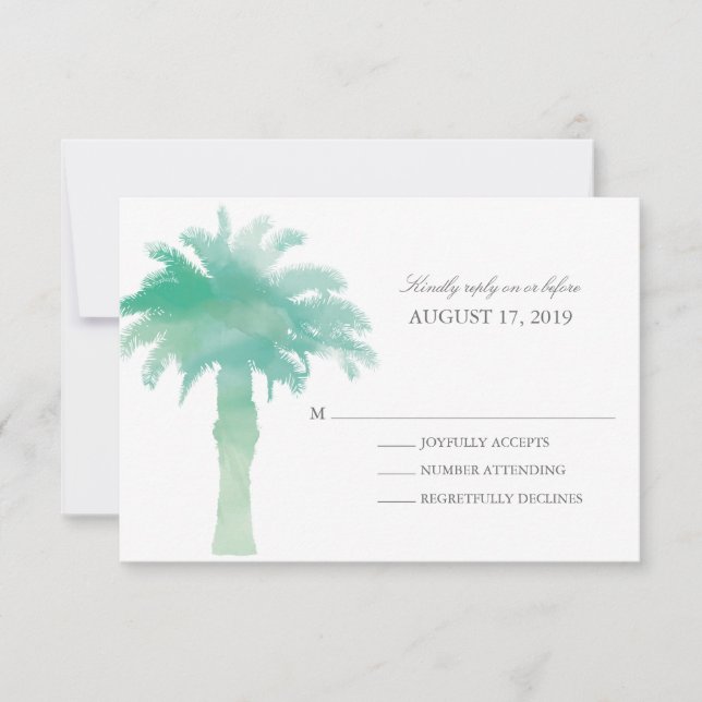 Aquarelle Serene Palm Tree | Mariage RSVP (Devant)