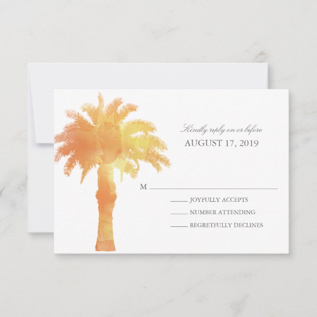 Aquarelle Serene Palm Tree | Mariage RSVP (Devant)