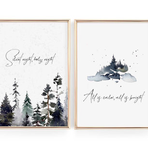 Aquarelle Silencieuse nuit Noël hymne