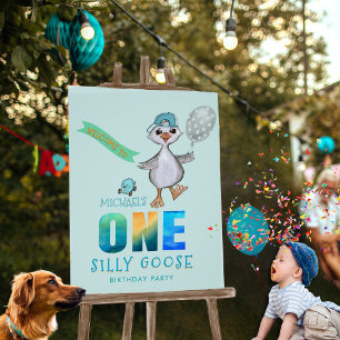 Aquarelle Silly Goose Affiche de bienvenue d'anniv