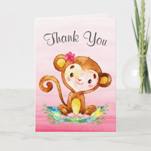 Aquarelle Singe Merci fille