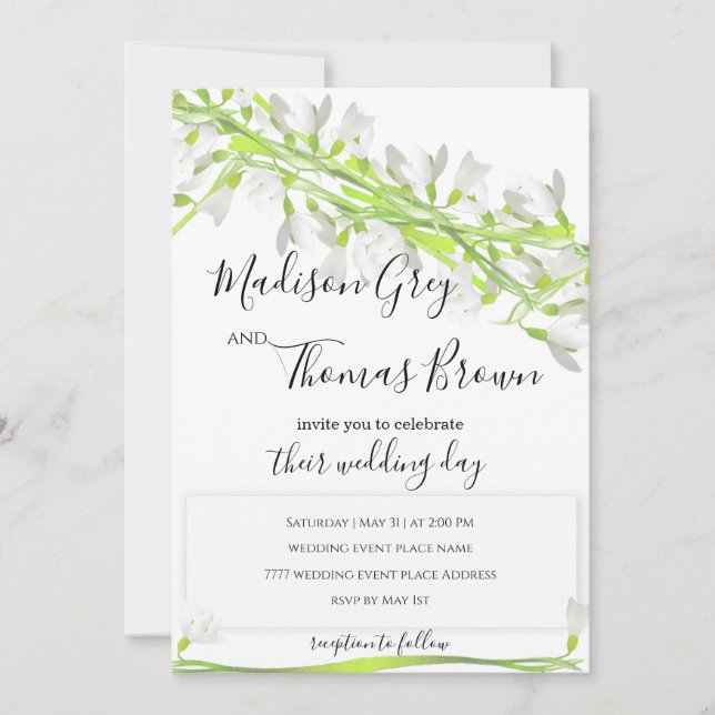 Aquarelle Snowdrops Art Floral Faire-part de maria (Devant)