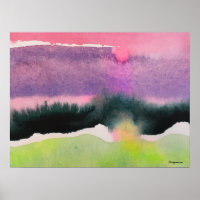 Aquarelle solaire Imaginaire rose 03 Poster