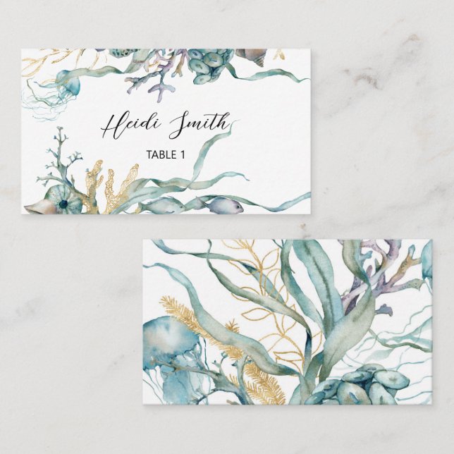 Aquarelle sous la carte de table plat de méduses d (Devant / Derrière)
