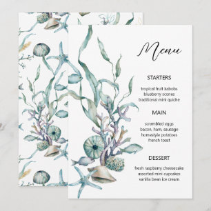 Aquarelle sous la mer Jellyfish Coral Reef Menu