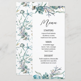 Aquarelle sous la mer Jellyfish Coral Reef Menu