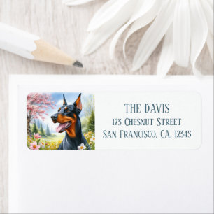 Aquarelle Springtime Champ de fleurs Doberman -