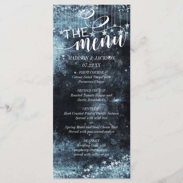Aquarelle Starry Night Celestial Mariage Menu (Devant)