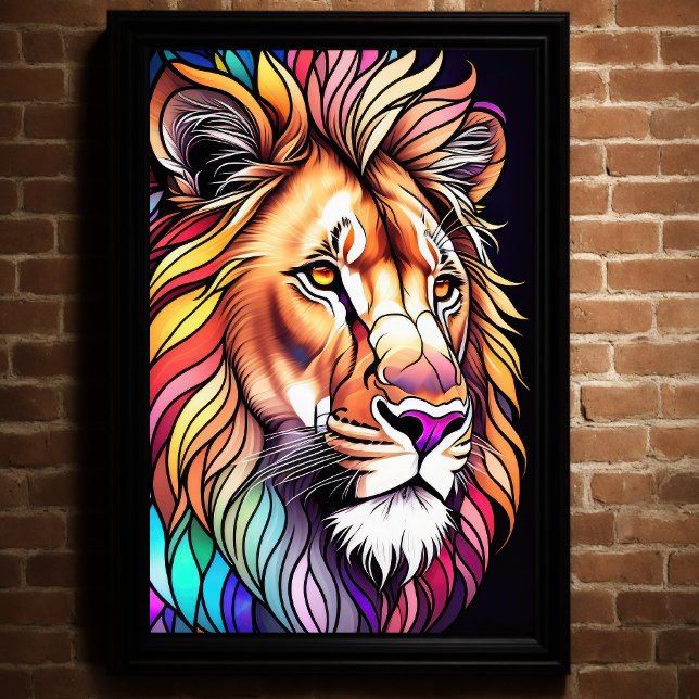 Aquarelle Style verre tendu Lion 2:3 Poster (Créateur téléchargé)