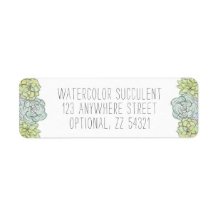 Aquarelle Succulent Boho Chic Adresse de retour