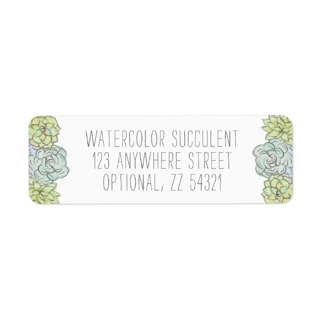 Aquarelle Succulent Boho Chic Adresse de retour (Devant)