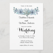 Aquarelle Succulente et Faire-part de mariage à fl