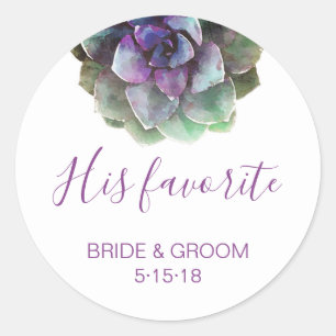 Aquarelle Succulente   Étiquette de mariage favori