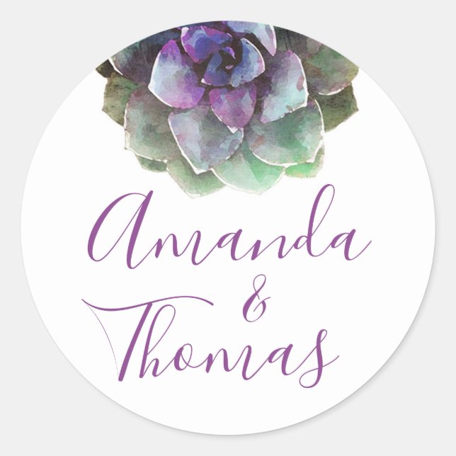 Aquarelle Succulente | ÉTIQUETTE MARIAGE | Sceau (Devant)