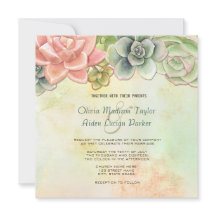 Aquarelle Succulente Faire-part de mariage Florale