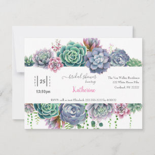 Aquarelle Succulente Invitation à la douche nuptia
