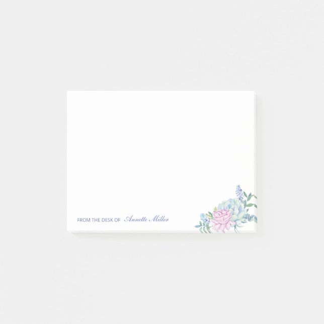 Aquarelle Succulents Floral Personal Post-it Note (Devant)