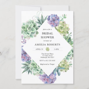Aquarelle Succulents nuptiale de douche invitation