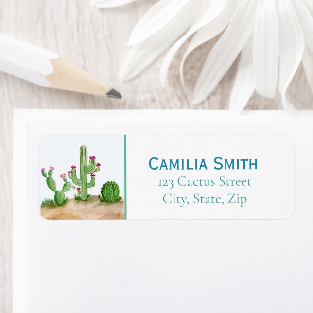 Aquarelle Sud-Ouest Flower Cactus Retour (En situation)