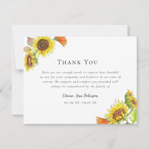 Aquarelle Sunflower Sympathie Merci