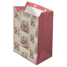 Aquarelle Teddy Baby shower Ours Sacs cadeaux