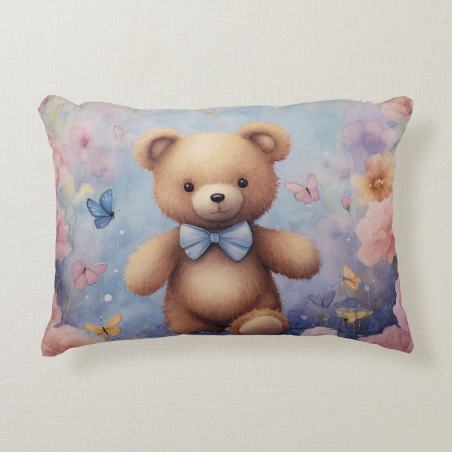 Aquarelle Teddy Ours cadeau Coussin cadeau botaniq (Devant)