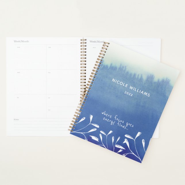 Aquarelle tendance bleu marine Ombre (Devant avec enveloppe)