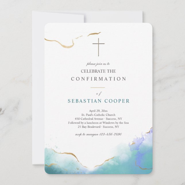 Aquarelle tendance Invitation religieuse (Devant)