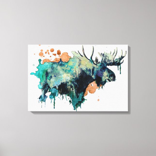 Aquarelle toile Moose Imprimer (Recto)