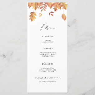 Aquarelle tombant feuille menu minimaliste