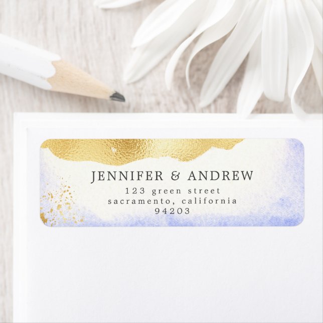 Aquarelle transparente Gold Foil Adresse de retour (En situation)